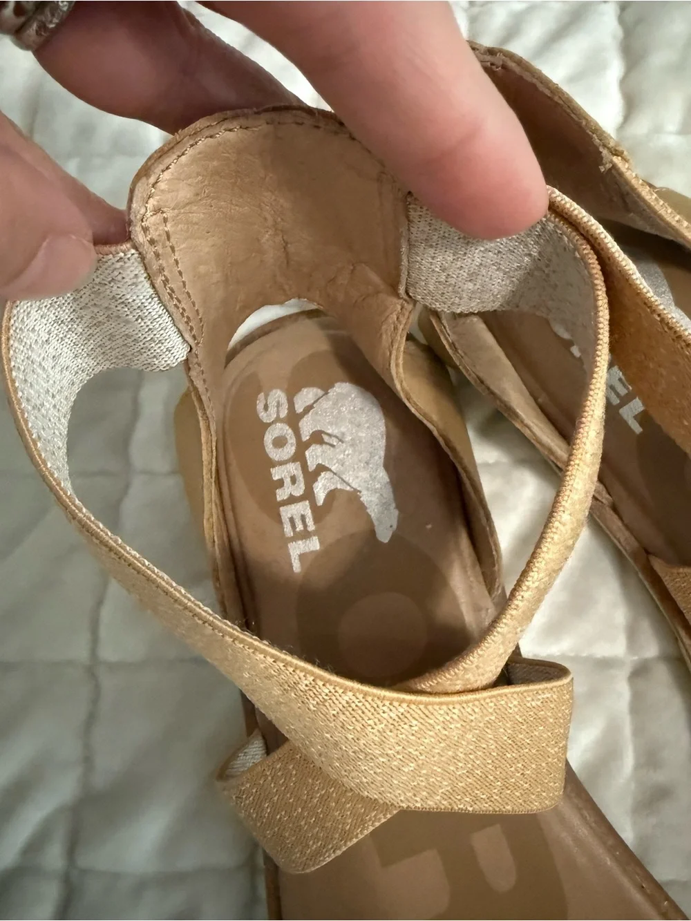 Sorel Tan Leather Strap Slingback Sandals